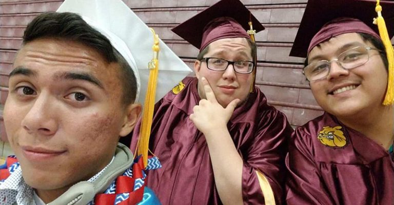 Photo by Jen PerezWinslow High School graduating seniors James Bordner (left), Jayden Magana (center) and Isaac Morales (left) prepare to walk across the stage to receive their diplomas.