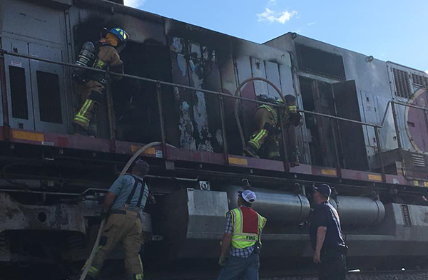 Photo courtesy of the Joseph City Volunteer Fire DepartmentThis photo shows the damage to a fire that occurred on a BNSF locomotive on Sunday, July 7.