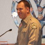 Photo by Toni GibbonsNavajo County Sheriff David Clouse (pictured) updates the board on a recent three-day operation with the U.S. Marshall’s Office to physically verify and update the registered sex offenders list in the county to the Board of Supervisors.