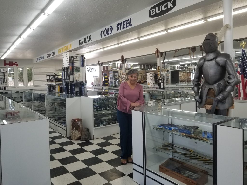 Photo by China CassidyBusiness owner Ofelia Lange, pictured here at Knife City in Sun Valley, is opening two additional businesses in Holbrook and Sun Valley with Jerry Stark.
