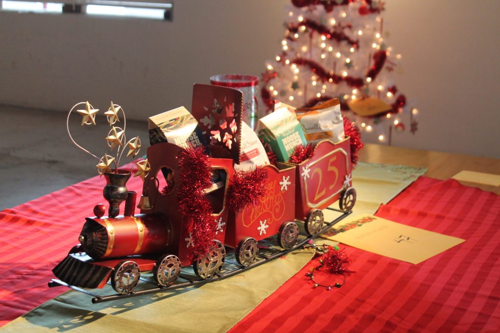 Photos by L. ParsonsAlice’s Place was among 56 donors at Winslow’s annual Festival of Trees. This is their table display.