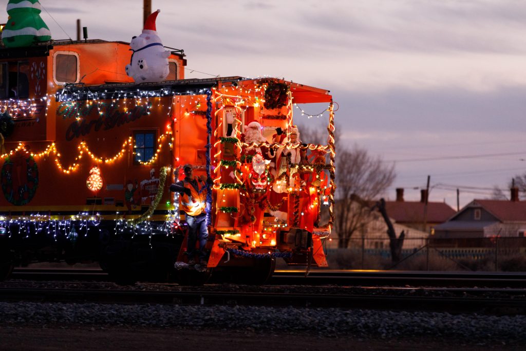 Photo by Randall SahmieSanta and Mrs. Clause made their annual trek to Winslow on the Santa Train, which arrived last Saturday.