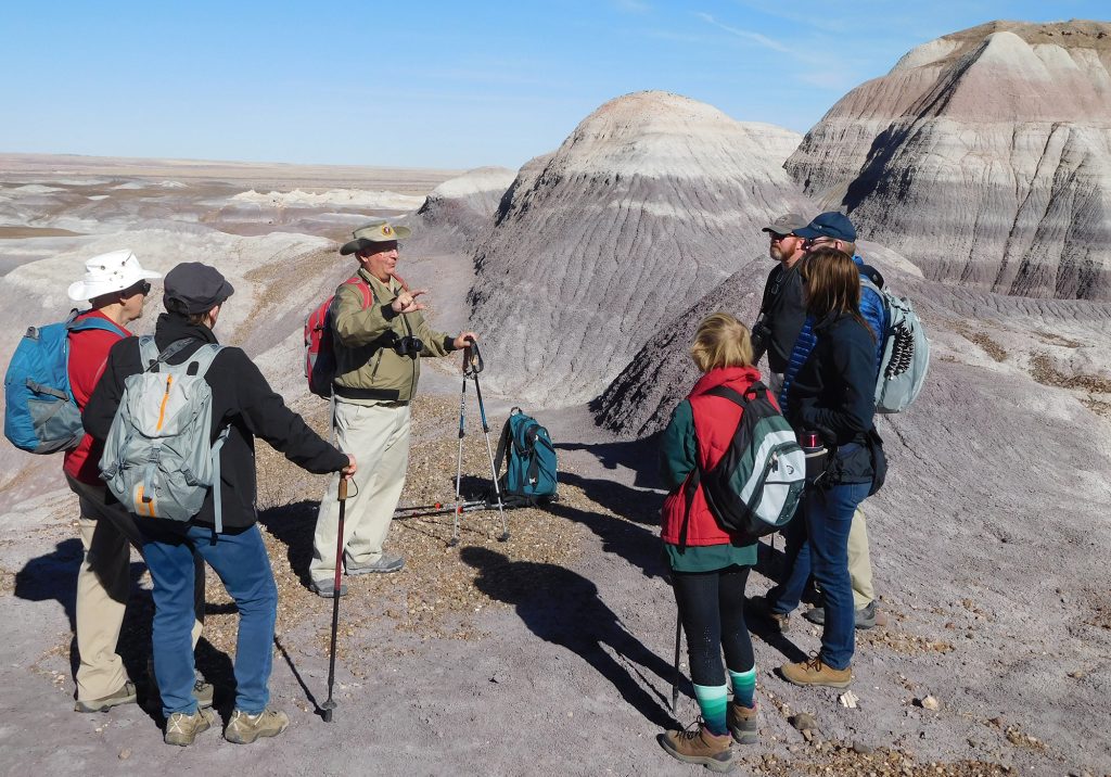 Photo courtesy of the Petrified Forest National ParkMatt Walters (center) is the other half of the two-person guide team who will take visitors on guided hikes through places like the Historic Blue Forest among other destinations within the park.
