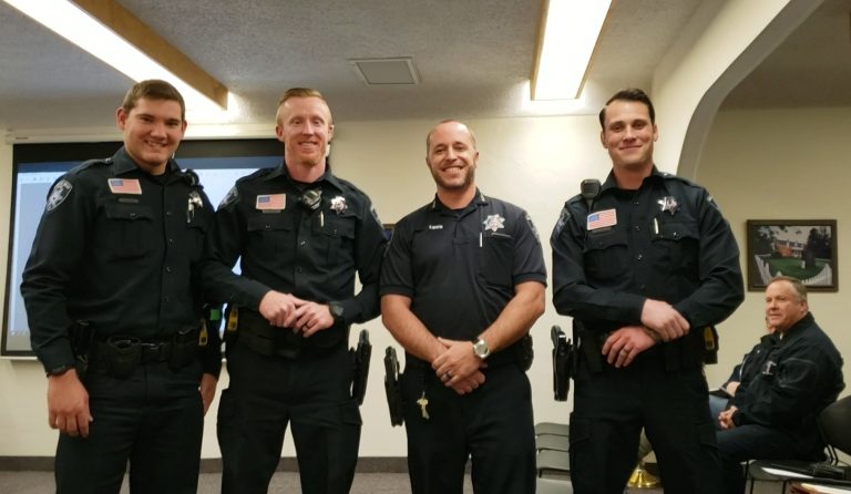 Photo by Amanda NicholsChief of Police Bobby Martin (second from right) introduces the three newest members of the Snowflake-Taylor Police Department. They include (left to right) Officer Dakota Moore, Officer Richard Brewer and Officer Derek Cluff who each demonstrated excellence while at the academy.