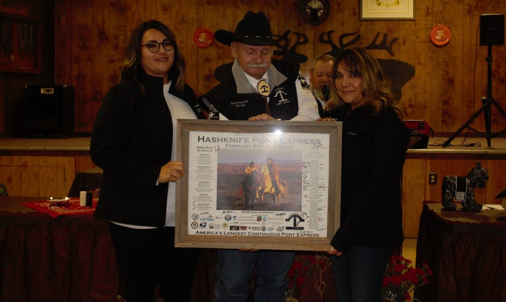 Photos by China CassidyHolbrook Chamber of Commerce President Shar Gillespie (left) and Chamber Director Cindy Tafoya (right) was presented with a framed photo as a token of appreciation for all the work they put in to make the festivities in Holbrook happen.