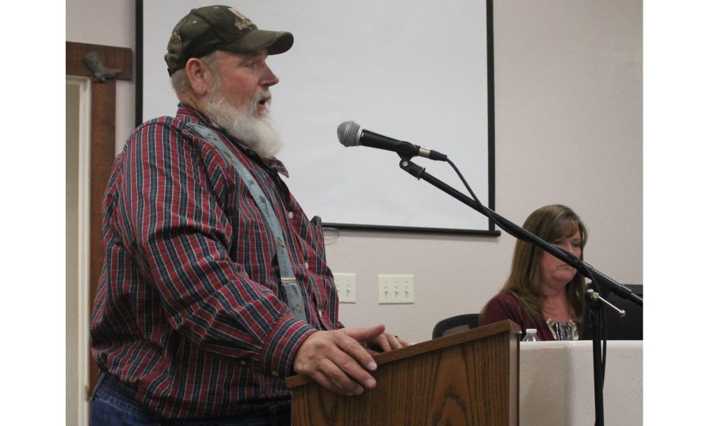 Photo by Amanda NicholsResident of Taylor John Williams (pictured) asks the Taylor Town Council for assistance on maintaining his road at the latest council meeting.