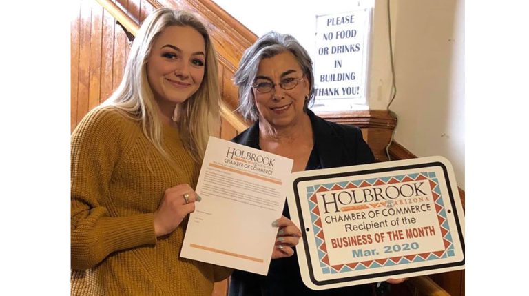 Photo courtesy of the Holbrook Chamber of CommerceHolbrook Mercantile has been selected as the March business of the month for its contribution to the community by the Holbrook Chamber of Commerce. Pictured are store manager Meghan Shaw (left) and owner Ofelia Lange (right).
