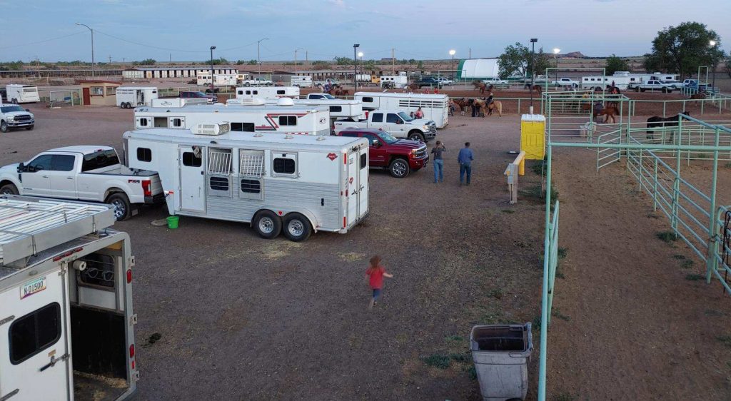 Photo by Tim KelleyMeagan Murph (right) and Theresa McKenzie (left) were just two of many riders who were out enjoying the barrel races at the Navajo County Fairgrounds in Holbrook while still practicing social distancing.