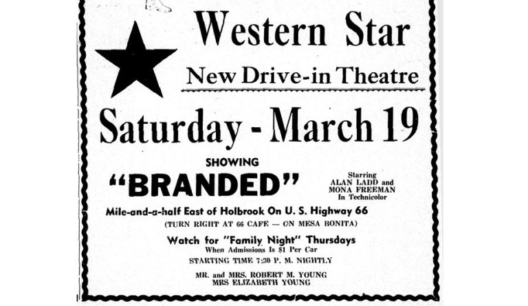 Photo courtesy of the Tribune archivesThis 1950 ad was for the Western Star Drive-In Movie Theater in Holbrook located on Elkdom Drive, one of two drive-in theaters in Holbrook back in the day. The drive-in movie experience went by the wayside with the advent of advanced technology. Now with the pandemic restrictions in place, the idea is once again gaining in popularity.