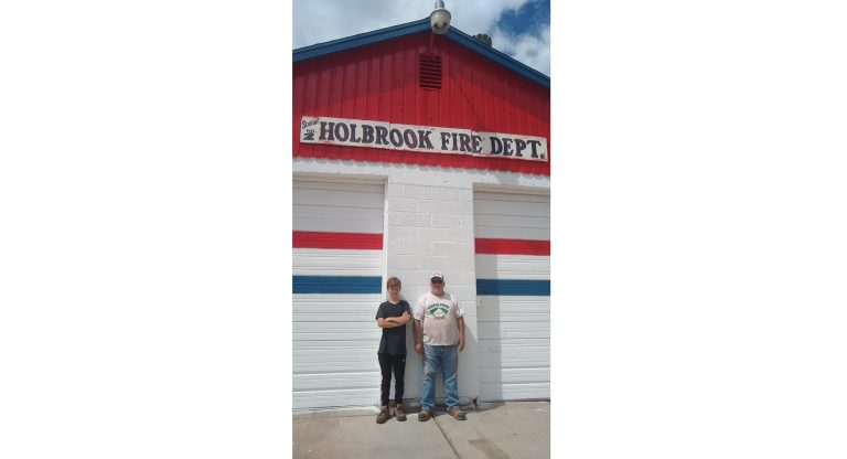 Photo courtesy of Twyla TaylorBoy Scout Shane Smith (left) of Troop No. 7165 of Holbrook. showed his dedication to his Eagle Project by painting the old firehouse on Buffalo Street. Also pictured is father and Scout Master Ron Smith (right) who helped with the project.