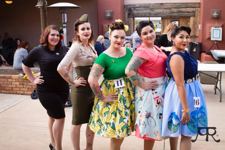 Photo by Ash ReillyThe annual Inkfest features a pin up contest each year. These ladies (left to right), Nicole Kester, Meghan Russell, Jami McPherson, Hillary Ragnoli and Skye Gonnie, took part in the contest in 2018.