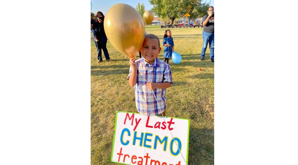 Photo courtesy of Shar LeonardJaydyn Leonard (pictured) celebrated his victory over cancer with family and friends last Sunday, Oct. 18, at Hunt Park in Holbrook.