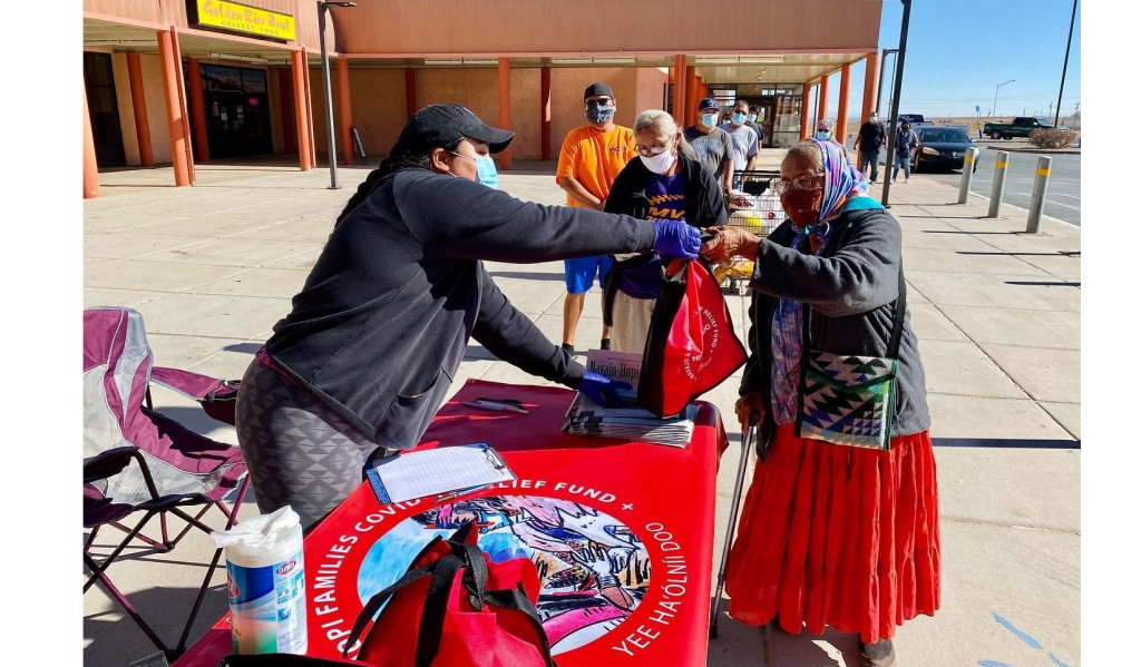Photo courtesy of Navajo & Hopi Families COVID-19 Relief FundNavajo & Hopi Families COVID-19 Relief Fund teams up with Bashas’ Diné Markets to distribute personal protective equipment.