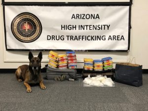 K9 Deputy Zolton was alerted to a large cache of drugs valued at over $1.1 million following a traffic stop on I-40.