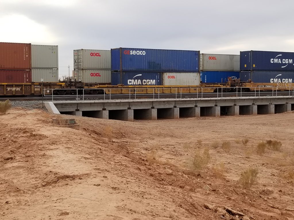 Photo by L. ParsonsBillions of dollars in freight cross this BNSF railroad bridge at Ruby Wash in Winslow each year, which is one of the reasons that funding is so important in certifying the levee.