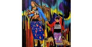 Photo courtesy of Northland Pioneer CollegeDeClay’s “Strong, Resilient, Indigenous” a 6 x 6-foot acrylic on canvas is now on display at NPC’s Talon Gallery. The entire collection is now viewable online through March 31.