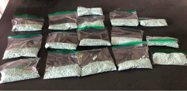 Fentanyl pills valued at approximately half a million dollars were confiscated from a vehicle during a traffic stop in Winslow.