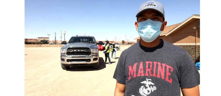 Photo courtesy of the Navajo & Hopi COVID-19 Relief FundColin Tsosie leads a PPE distribution that took place at Chinle Potter's House on April 6.