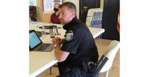 Photo by L. ParsonsWinslow Police Chief Ken Arend (picture) addressed the Winslow City Council and city staff at a work session focused on outlining the roles of all departments. Public Works Director Tim Westover looked on.
