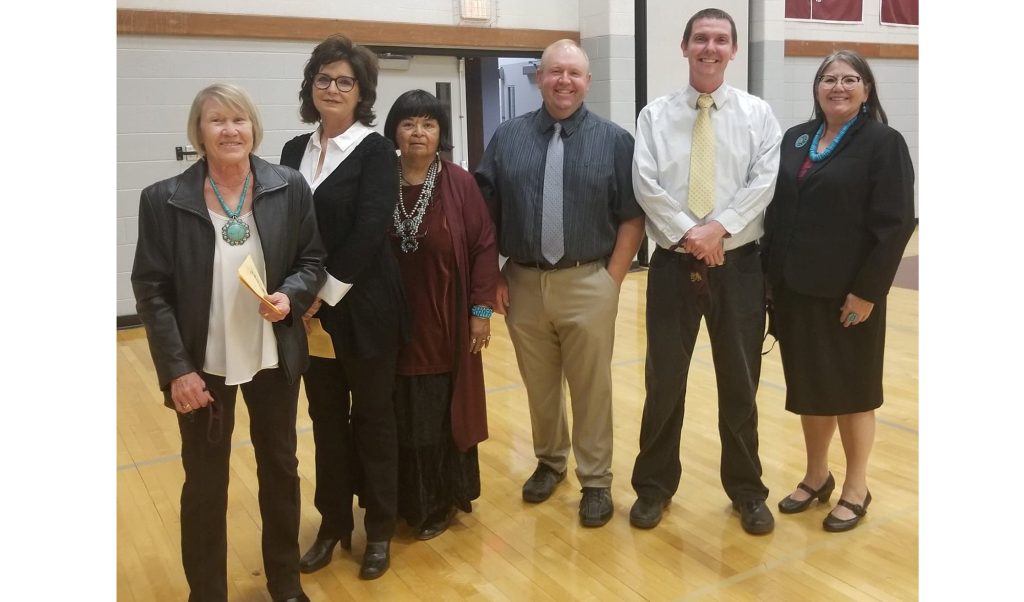 Photos by L. ParsonsThe Winslow Unified School District Governing Board (left to right) Mariliee Ervin, Debbie Martinez, Dodie Montoya, Joseph Hartnet and Al Leonard joined Superintendent Connie Gover (far right) in congratulating the Class of 2021.