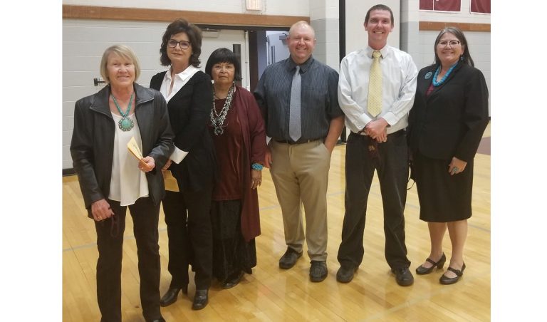 Photos by L. ParsonsThe Winslow Unified School District Governing Board (left to right) Mariliee Ervin, Debbie Martinez, Dodie Montoya, Joseph Hartnet and Al Leonard joined Superintendent Connie Gover (far right) in congratulating the Class of 2021.