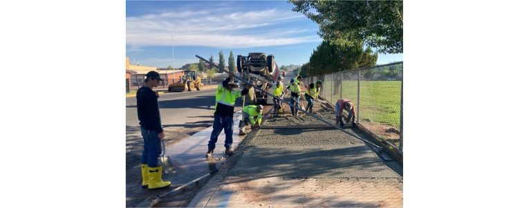 Photo courtesy of Holbrook Unified School DistrictEmployees of Holbrook Unified School District and the City of Holbrook worked in partnership with funding from the school district to make a sidewalk along Eighth Avenue across from Holbrook High School last week. The effort is to make a safer environment for kids coming to and from school, and for residents walking along this busy street.