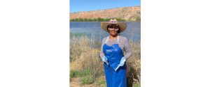 Photo courtesy of Diné CollegeDiné College's School of S.T.E.M. student Tina Du Puy collecting soil samples in 2019.