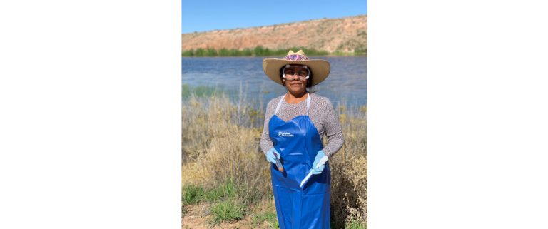 Photo courtesy of Diné CollegeDiné College's School of S.T.E.M. student Tina Du Puy collecting soil samples in 2019.