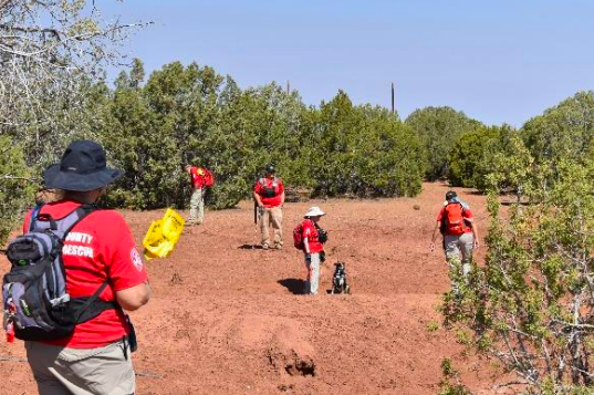 Photo courtesy of Navajo County Sheriff’s OfficeNavajo County Search and Rescue along with other law enforcement agencies search the area east of Snowflake where human remains were found.