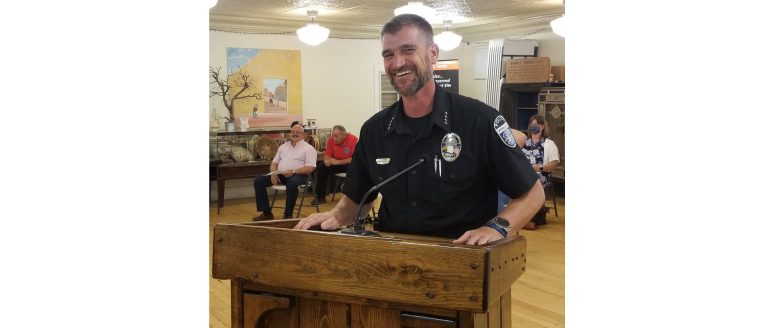 Photo by L. ParsonsWinslow Police Chief Ken Arend beamed with pride as his department was recognized by the Winslow City Council for acquiring accreditation.