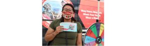 Photo courtesy of Yee Ha’ólníi DooVaccination campaign participant, Natasha Goldtooth (pictured) received a $25 gift certificate as a prize for being fully vaccinated and spinning the campaign prize wheel. Initially, the campaign began at local area flea markets and vaccination sites before becoming primarily virtual.
