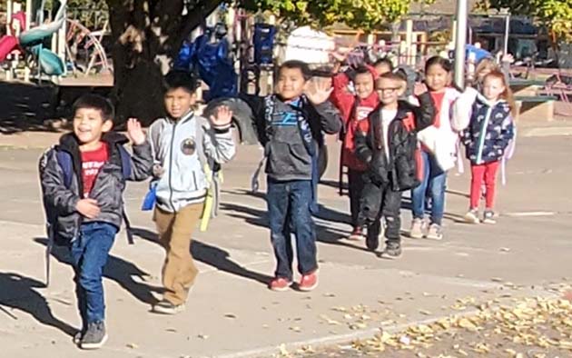 Photo By Annyssa HowertonLast week Holbrook Unified School District participated in the annual Walk With Me To Be Drug Free as part of the 2021 Red Ribbon Drug Free Week. Kids gathered at the Navajo County Historic Courthouse and after listening to a presentation walked to school with their teachers.