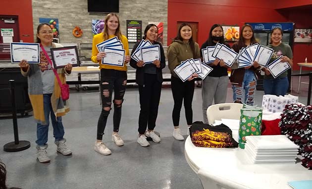 Photo by K. ConnerWHS athletes receiving awards included Jayleigh Meyers whose awards were accepted by her mother (far left) and (left to right) Brynlee Barris, Jaci Ginnie, Kristara Tso, Wahela Nelson, Sharlene Singer and Kylie Begay.