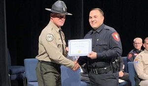 Photos courtesy of the Holbrook Police DepartmentOf the cadets who graduated from the Northeast Arizona Law Enforcement Academy in Taylor last week Holbrook Police Officer Joseph Montemayor (first photo on the right) was awarded for Best Driver and HPD Officer Ryan Larson (second photo on the right) was awarded as Best Overall Recruit.