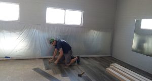 Photo courtesy of the City of HolbrookCity of Holbrook employee Mike Young was working on the floor of the Holbrook Community Center last week, which is located next to the city library. The renovation includes repainting, new flooring, new lighting, remodeled handicap accessible rest rooms, and new tables and chairs. According to City Manager Ted Soltis, tables and chairs are available for small events of up to 48 people. The daily rental fee is $50 and provides another option for rentals.