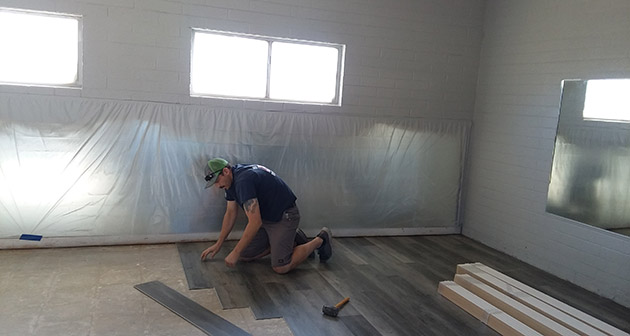 Photo courtesy of the City of HolbrookCity of Holbrook employee Mike Young was working on the floor of the Holbrook Community Center last week, which is located next to the city library. The renovation includes repainting, new flooring, new lighting, remodeled handicap accessible rest rooms, and new tables and chairs. According to City Manager Ted Soltis, tables and chairs are available for small events of up to 48 people. The daily rental fee is $50 and provides another option for rentals.