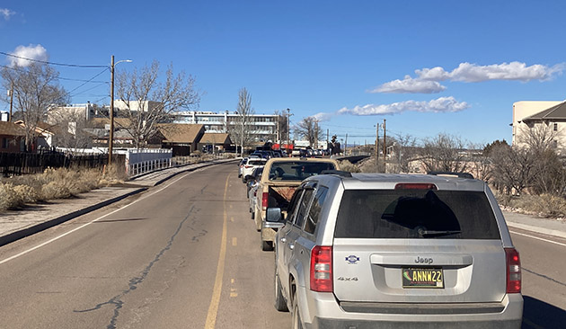 Photo by George JoeWith the surge in Omicron, COVID-19 testing lines like this one at the Gallup Indian Medical Center in Gallup, NM., last Friday are a common site.