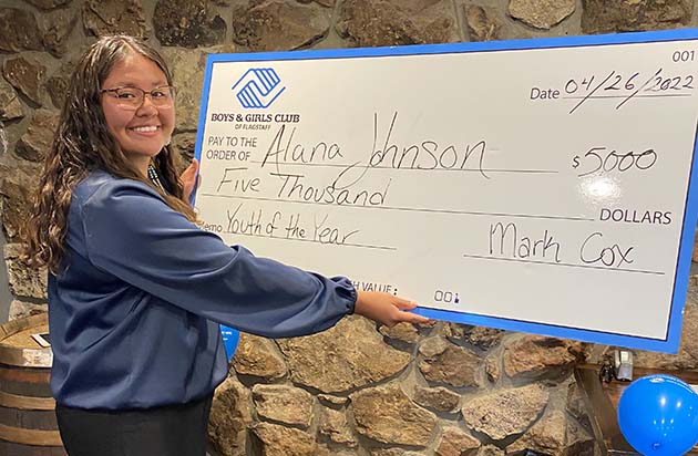 Photo courtesy of Alana JohnsonHolbrook High School senior Alana Johnson was awarded a $5,000 scholarship from the Boys & Girls Club of Flagstaff last week to help her on her way to her post-secondary education. Johnson is currently considering a career in the veterinary field and will get a jump start on college this summer at Northland Pioneer College, which offers free tuition for seniors the summer after graduation.