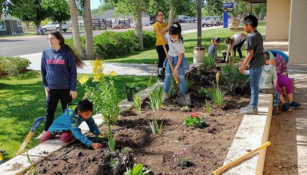 Photo courtesy of Darrel MosierJoseph City Elementary Summer School students had plenty of fun with a variety of activities including planting flowers in front of the school. The flowers were provided by JK Nursery in Snowflake.
