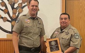 Photo courtesy of Navajo County Navajo County Sheriff’s Office Chief Deputy Ernie Garcia (right) was recognized last week by the Board of Supervisors and Sheriff David Clouse (left).