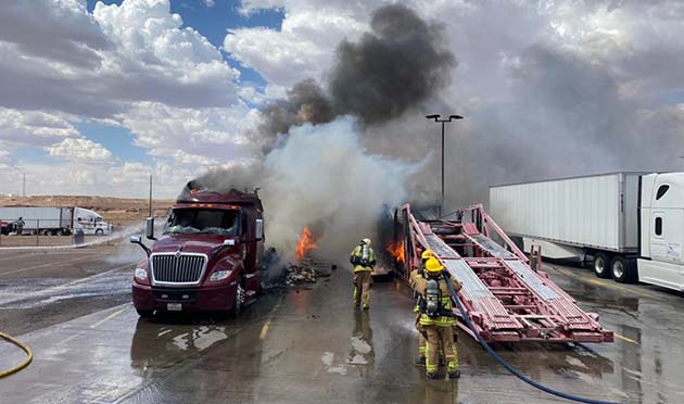 Photo courtesy of Joseph City Fire DepartmentJoseph City Fire Department along with assistance from Winslow and Holbrook fire departments extinguished a fire on two semi-trucks at Love’s Travel Stop.