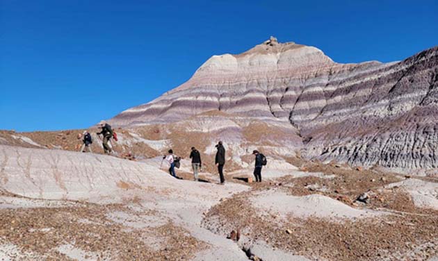 Photo courtesy of the Petrified Forest National ParkHikers enjoying the beauty of the Historic Blue Forest Trail.