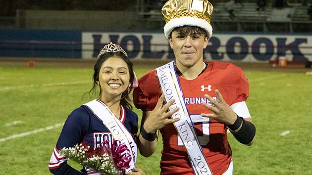 Photo by Kellie Spangler/SpanglerpicsHolbrook High School crowned its royalty Friday night at homecoming, announcing Queen Araceli Aguilera and King Marcus Oberriter.
