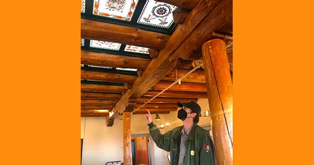 Photo by Linda KorIt’s a little chilly outside but that doesn’t mean a trip to the Petrified Forest National Park isn’t in order. Along with the pleasant drive through the park, the Painted Desert Inn National Landmark has an impressive history and beautiful interiors including this glass ceiling with the panels designed by National Park architect Lyle Bennett in the 1930s and hand painted by the Civilian Conservation Corps. Other places worth visiting include the Painted Desert Visitor Center and the Rainbow Forest Museum.