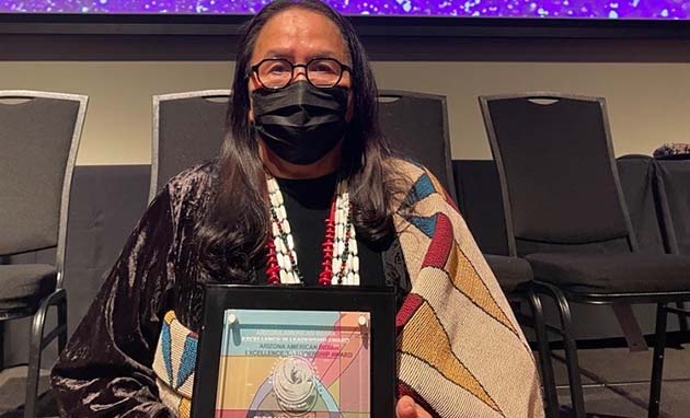 Photo courtesy of Holbrook Unified School DistrictLast month Linda Yazzie, a longtime Holbrook Unified School District board member, was recognized by the Phoenix Indian Center as the Phyllis J. Bigpond Lifetime Achievement Award recipient for her dedication to the wellbeing of the students in her district.