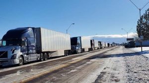Photo by Jed KoonA winter storm packing gusty winds and heavy snowfall shut down schools and stretches of highways last Wednesday with drivers forced to pull off the interstate in Holbrook as shown here parked along Hopi Drive on the west end of the city. Although no big storms are in the immediate future cold weather is expected to continue throughout the rest of the month and headed into March.
