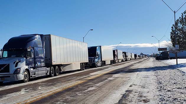 Photo by Jed KoonA winter storm packing gusty winds and heavy snowfall shut down schools and stretches of highways last Wednesday with drivers forced to pull off the interstate in Holbrook as shown here parked along Hopi Drive on the west end of the city. Although no big storms are in the immediate future cold weather is expected to continue throughout the rest of the month and headed into March.