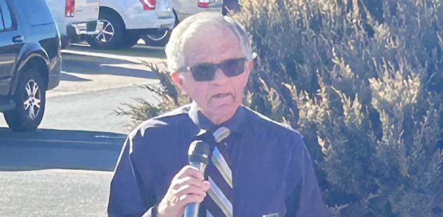 Photo by Shawn WhiteLoy Engelhardt spoke at the street renaming ceremony that took place at what is now Loy Engelhardt Way and Colorado Street.
