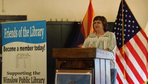 Photo by Shawn WhiteLisa Maclean with the Winslow Public Library introduced the summer events planned for all ages.