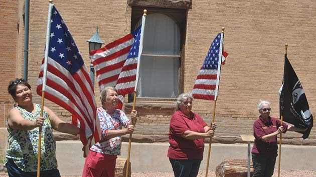 Photo courtesy of Beverly GoodnightThese ladies presented the flags during the Flag Days ceremony held by the Holbrook Elks Lodge. Picture are (left to right) Yolanda Lincoln, Elvera Hall, Cindy Allen and Nancy Moses-Cobb.